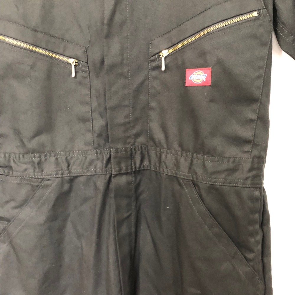Dickies Black Coverall Jumpsuit Workwear Gold Zipper Front Black L-Tall - Picture 7 of 16